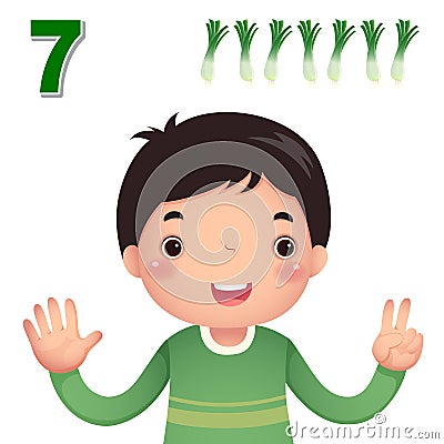 Learn number and counting with kidâ€™s hand showing the number s Vector Illustration